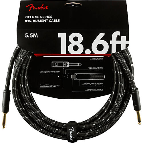 Fender Deluxe Series Straight to Straight Instrument Cable 25 ft. Black Tweed