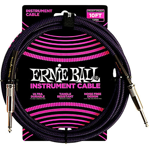 Ernie Ball Braided Straight to Straight Instrument Cable 25 ft. Red/Black