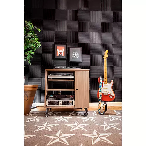 Gator GFW-ELITESIDECAR Elite Furniture Series Rolling Rack Sidecar Cabinet with Configurable Rack Space & Shelving Dark Walnut