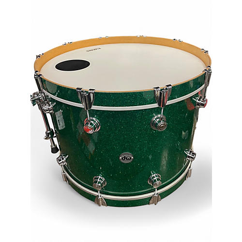 Used DW 3 Piece Collector's Series GREEN GLASS CHROME Drum Kit GREEN GLASS CHROME