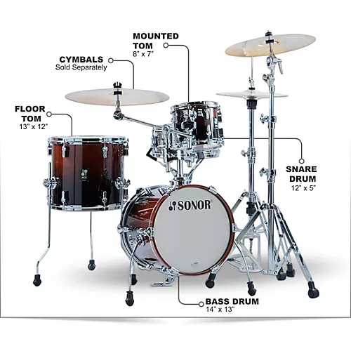 SONOR AQ2 Martini Maple 4-Piece Shell Pack Transparent Black