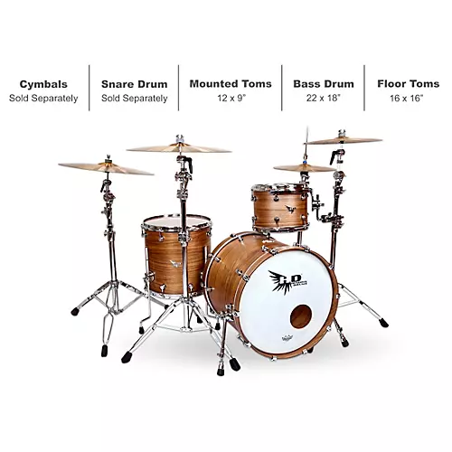 Hendrix Drums Perfect Ply Series Walnut 3-Piece Shell Pack Satin