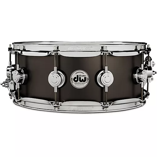 DW Collector's Series Satin Black Over Brass Snare Drum With Chrome Hardware 14 x 6.5 in.