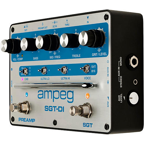 Ampeg SGT-DI Blue Line Anniversary Edition All-in-One Bass Box Effects Pedal Silver and Blue