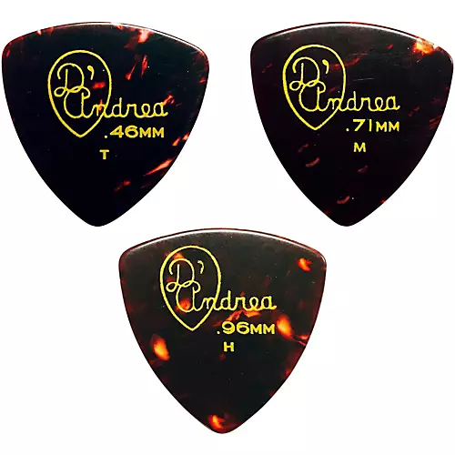 D'Andrea 346 Rounded Triangle Celluloid Guitar Picks - One Dozen Shell Thin