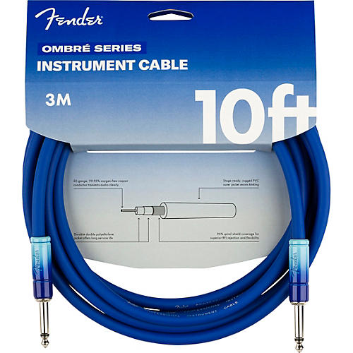 Fender Ombre Straight to Straight Instrument Cable 10 ft. Silver Smoke