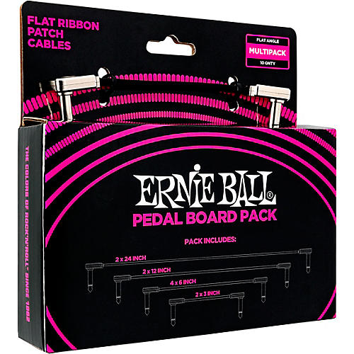 Ernie Ball Flat Ribbon Patch Cables Pedalboard Multipack Black