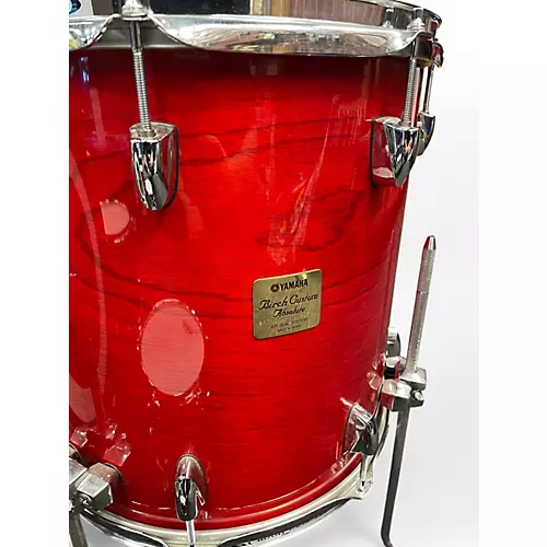 Used 2000s Yamaha 4 Piece Birch Custom Absolute Trans Red Drum Kit Trans Red