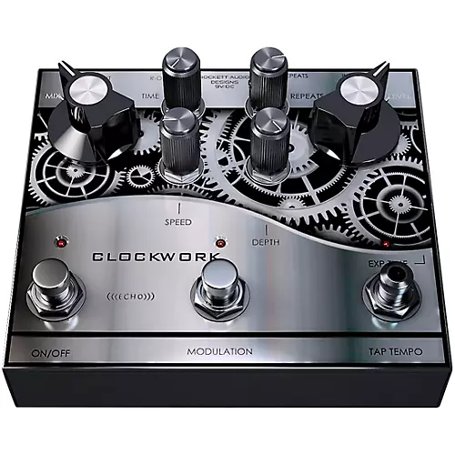 J.Rockett Audio Designs Clockwork Echo Delay Effects Pedal Silver and Black