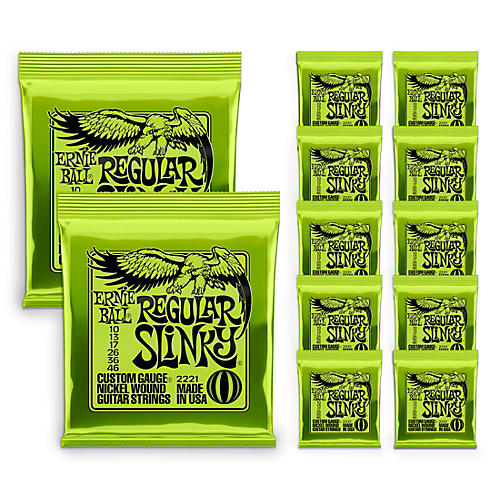 Ernie Ball 2221 Nickel Regular Slinky Electric Guitar Strings 12-Pack