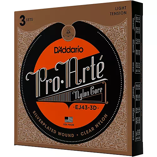D'Addario EJ43 Pro-Arte Nylon Classical Guitar Strings - Light Tension 3 Sets