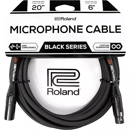 Roland Black Series XLR Microphone Cable 20' 2-Pack