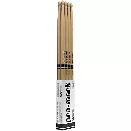 Promark Classic Forward Hickory Oval Wood Tip Drum Sticks 4-Pack 2B Wood
