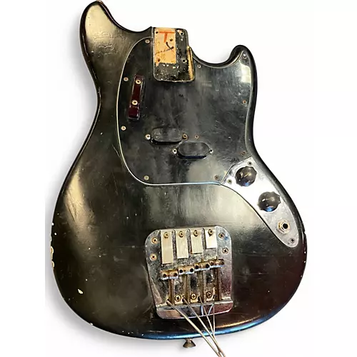 Vintage 1967 Fender Mustang Bass Vintage Ebony over Olympic White Electric Bass Guitar Vintage Ebony over Olympic White