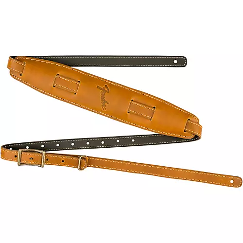 Fender Long Mustang Saddle Leather Guitar Strap Cognac 2.5 in.
