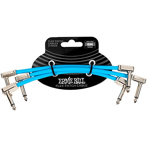 Ernie Ball Flex Patch Cable - 3 Pack 3 in. Blue