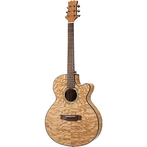 Mitchell MX430QAB Exotic Series Acoustic-Electric Midnight Black Edge Burst