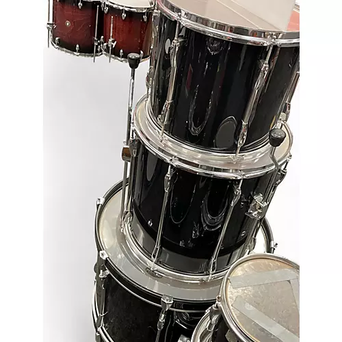 Used Pearl 6 Piece Export Black Drum Kit Black