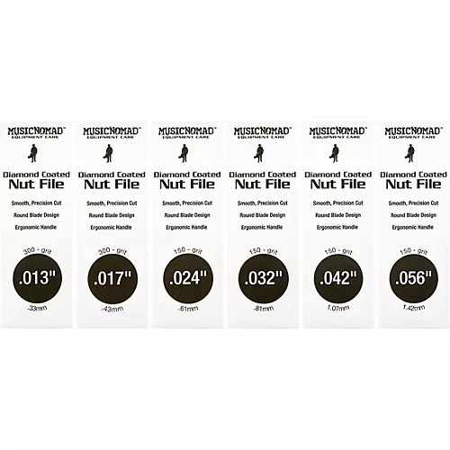 Music Nomad 6-Piece Acoustic Guitar Diamond Coated Nut File Set - Light/Medium Strings