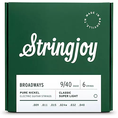 Stringjoy Broadways Pure Nickel Electric Guitar Strings 11 - 48