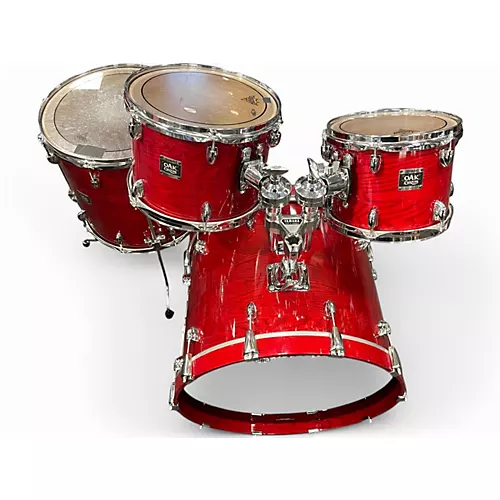 Used Yamaha 4 Piece Oak Custom Red Gloss Drum Kit Red Gloss