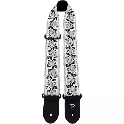 Perri's Black and White Roses Jacquard Guitar Strap 2 in.