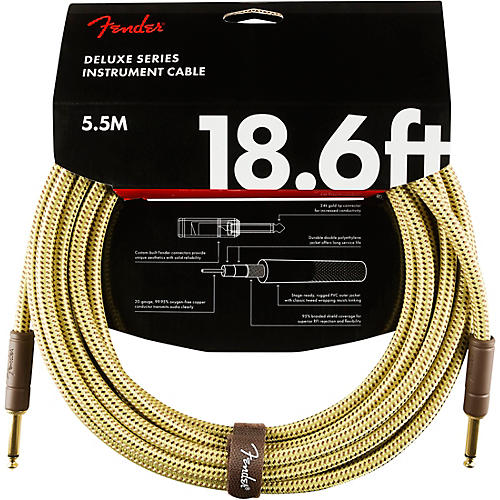 Fender Deluxe Series Straight to Straight Instrument Cable 25 ft. Black Tweed