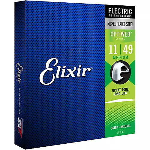Elixir Electric Guitar Strings with OPTIWEB Coating, Medium (.011-.049) - 2 Pack