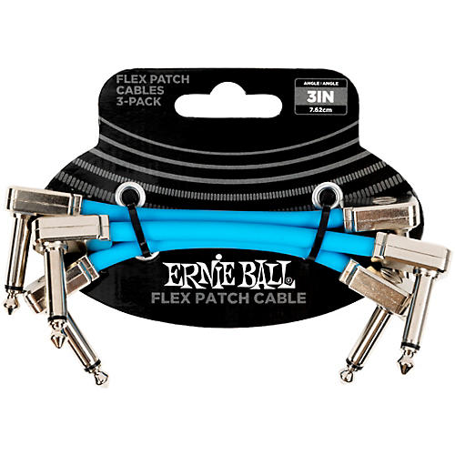 Ernie Ball Flex Patch Cable - 3 Pack 3 in. Blue