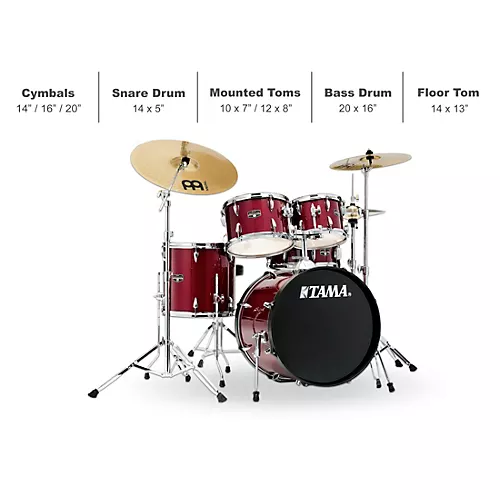 TAMA Imperialstar 5-Piece Complete Drum Set With MEINL HCS cymbals and 20