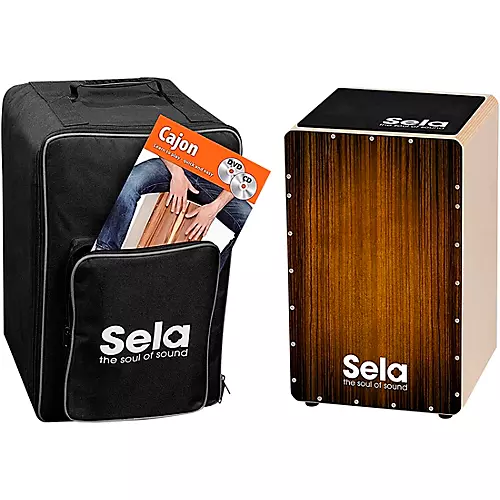 Sela Varios Cajon Bundle with Bag, Pad and DVD Brown/Black
