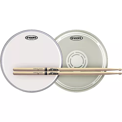 EVANS EC Reverse Dot Snare Batter and Snare Side Head Pack With Free Pair of Promark Sticks Nylon 5B