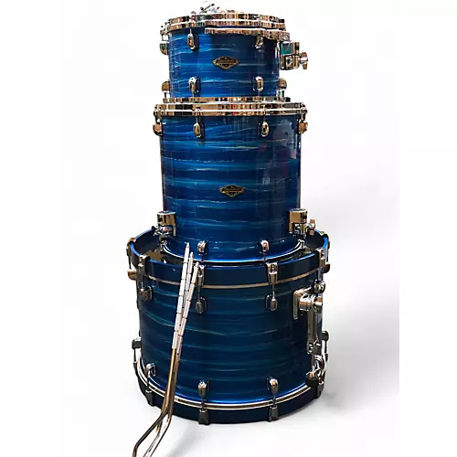 Used TAMA 3 piece Starclassic Lacquer Ocean Blue Ripple Drum Kit Lacquer Ocean Blue Ripple