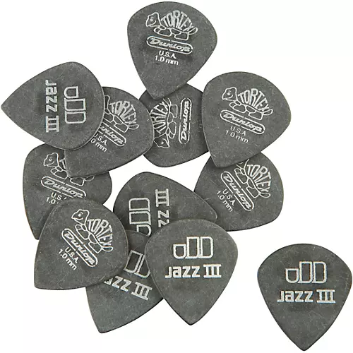 Dunlop Tortex Pitch Black Jazz Guitar Picks 1 Dozen 1.5 mm 12 Pack