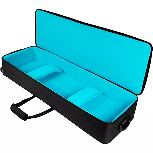 Gator GKP76-BLK Semi-Rigid Lightweight Pro Wheeled Case for 76-Note Keyboards; Charcoal Black Electric Blue Interior