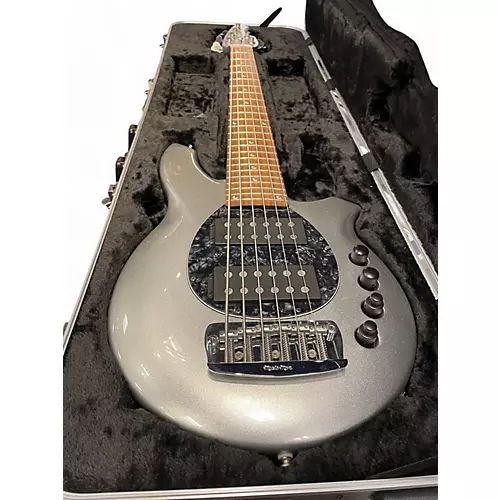 Used 2012 Ernie Ball Music Man Bongo 6 String SILVER Electric Bass Guitar SILVER