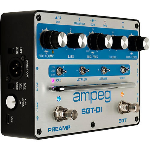 Ampeg SGT-DI Blue Line Anniversary Edition All-in-One Bass Box Effects Pedal Silver and Blue