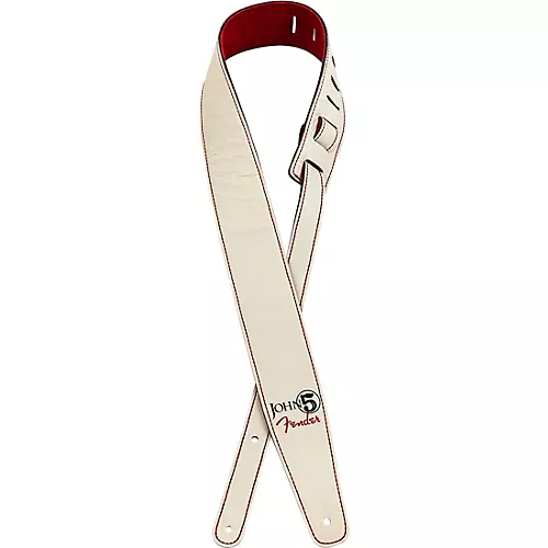 Fender John 5 Leather Strap White and Red