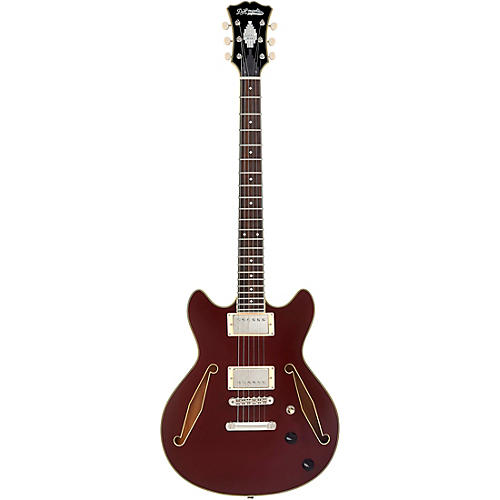 D'Angelico Excel Mini DC Tour Semi-Hollow Electric Guitar With Supro Bolt Bucker Pickups and Stopbar Tailpiece Solid Black