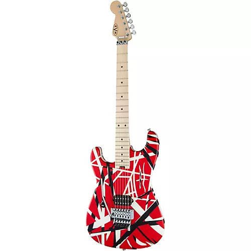 EVH Striped Series Left-Handed Electric Guitar Red, Black, and White Stripes