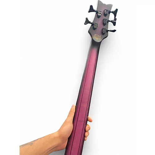 Used Schecter Guitar Research  Limited-Edition Stiletto Studio-5 5-String Bass  Trans Purple Electric Bass Guitar Trans Purple
