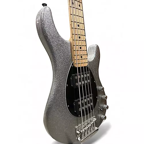 Used Ernie Ball Music Man Sterling 5 String Silver Sparkle Electric Bass Guitar Silver Sparkle