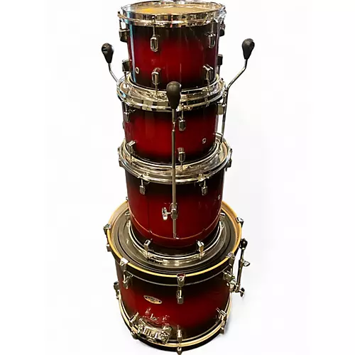 Used Pearl 4 Piece Pro Decade Maple Red to Black Fade Drum Kit Red to Black Fade