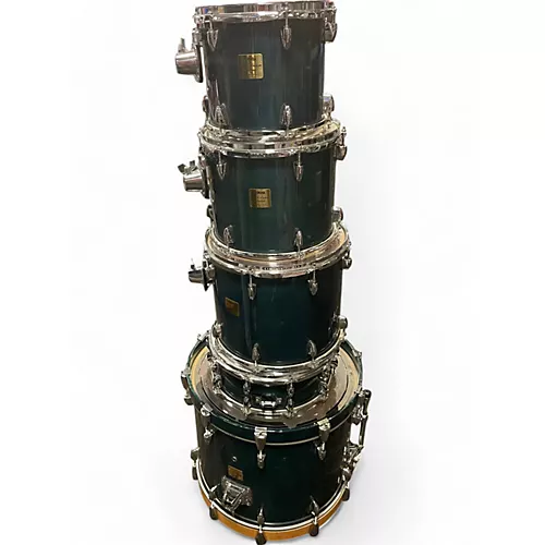 Used Yamaha 5 Piece Maple Custom Absolute Sea Blue Drum Kit Sea Blue