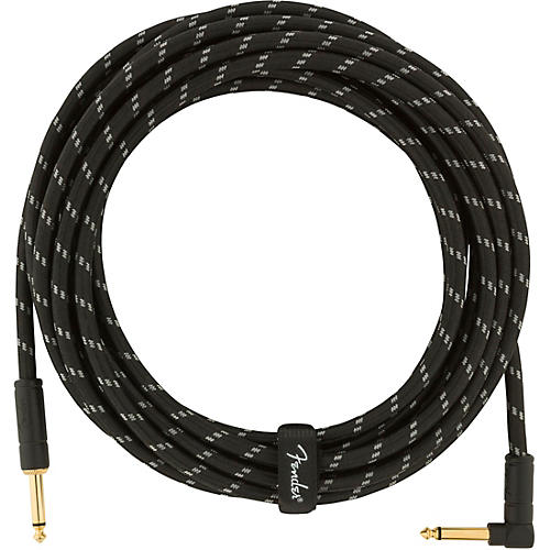 Fender Deluxe Series Straight to Angle Instrument Cable 10 ft. Black Tweed