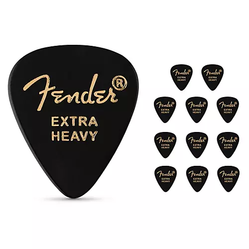 Fender 351 Shape Classic Celluloid Guitar Picks Extra Heavy 12 Pack