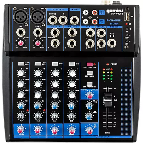 Gemini GEM-08 USB 8 Channel USB mixer With Bluetooth