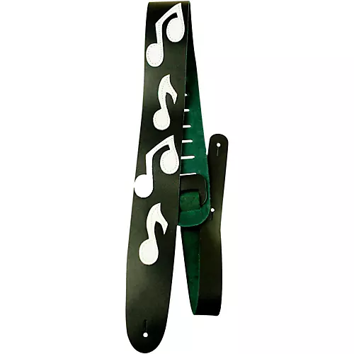 Perri's Leather Guitar Strap with White Leather Music Notes Black 2.5