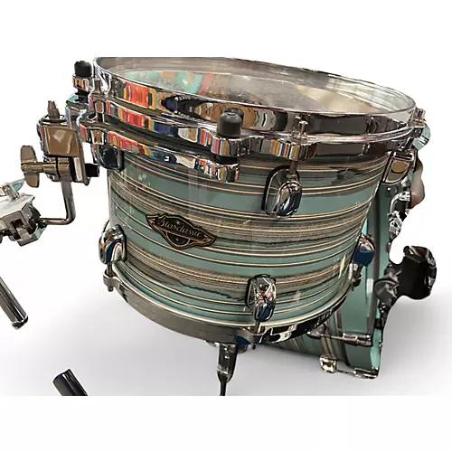 Used TAMA 3 Piece Starclassic Walnut/Birch Arctic Blue Oyster Drum Kit Arctic Blue Oyster