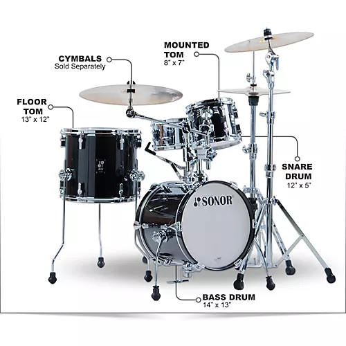 SONOR AQ2 Martini Maple 4-Piece Shell Pack Transparent Black